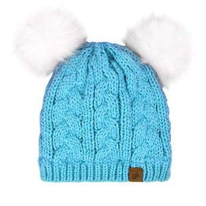 GOLDEN SIERRA CABLE KNIT BEANIE WITH POM-POMS